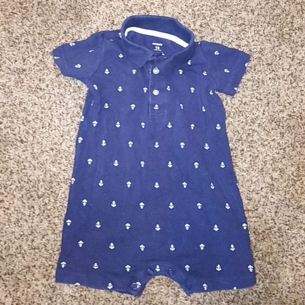 Navy blue, anchor summer romper.